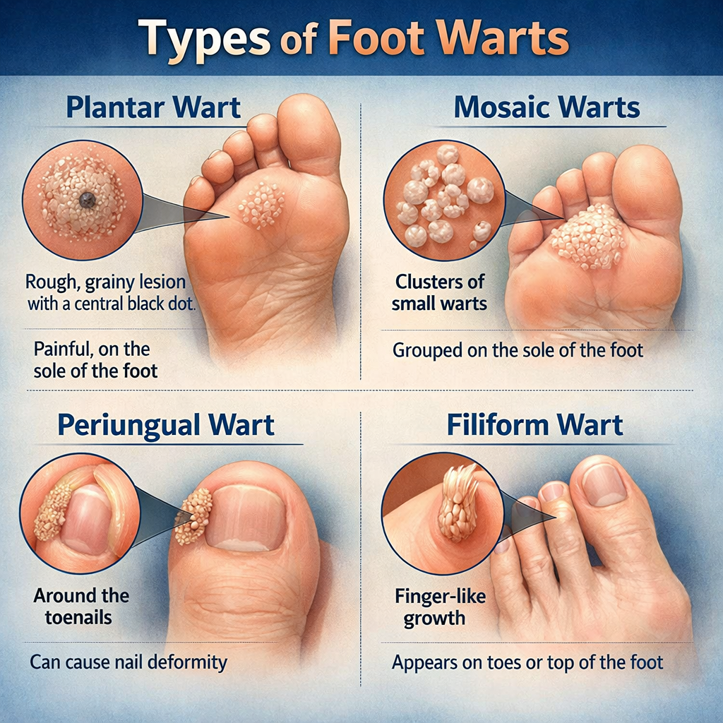 סוגי יבלות בכף הרגל